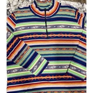 Chaps Sport Women's 3X Striped 1/4 Quarter Zip Pullover Southwest Print